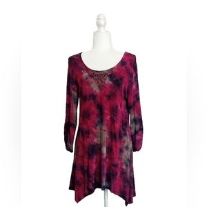 NATURE ART Boho Beaded Tie-Dye Tunic